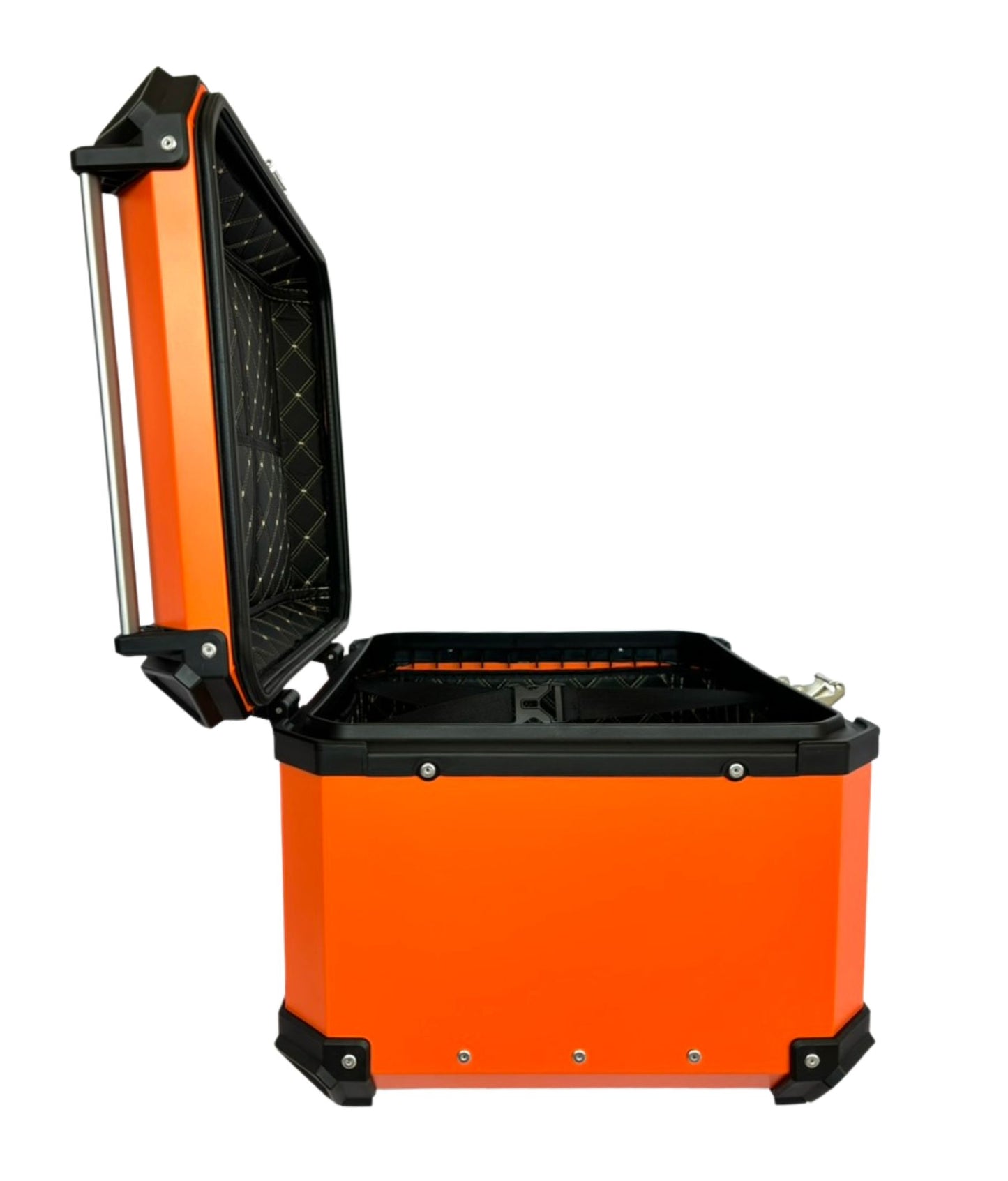Baúl de Moto GGM 55L Naranja – Aluminio Reforzado, Impermeable, Antirrobos, Acolchado Interior de Lujo