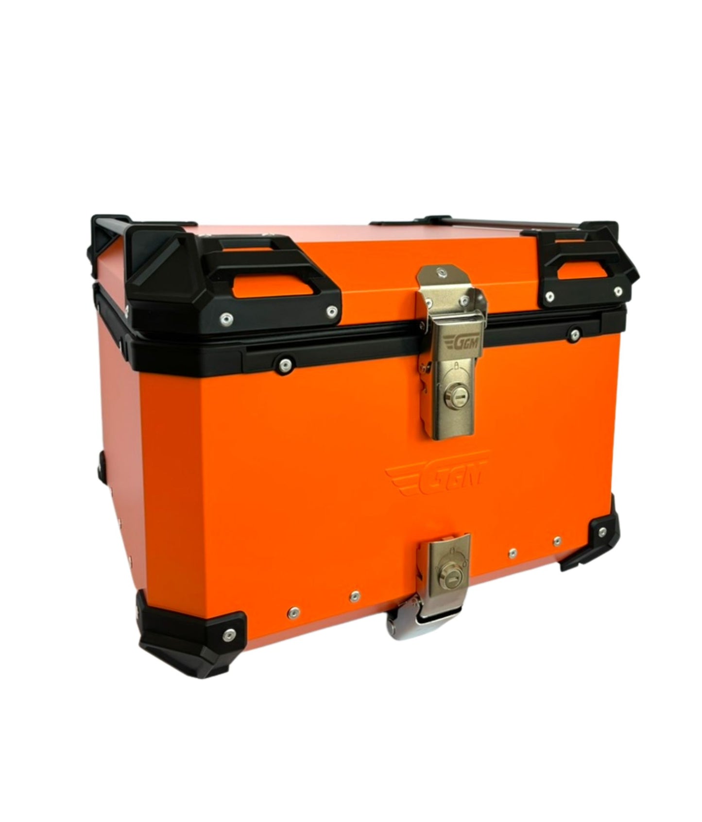Baúl de Moto GGM 55L Naranja – Aluminio Reforzado, Impermeable, Antirrobos, Acolchado Interior de Lujo