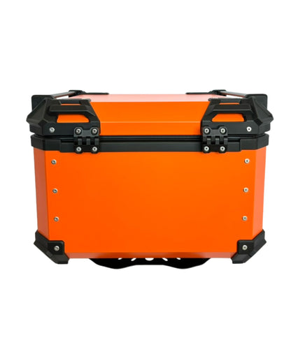 Baúl de Moto GGM 55L Naranja – Aluminio Reforzado, Impermeable, Antirrobos, Acolchado Interior de Lujo