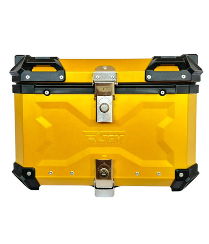 Baúl de Moto GGM 55L Dorado – Aluminio Reforzado, Impermeable, Antirrobos, Acolchado Interior de Lujo