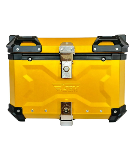 Baúl de Moto GGM 55L Dorado – Aluminio Reforzado, Impermeable, Antirrobos, Acolchado Interior de Lujo