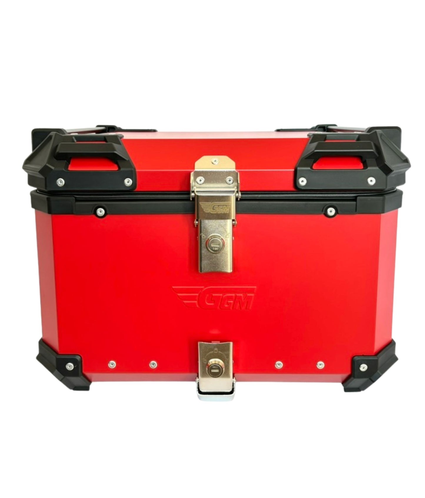 Baúl de Moto GGM 55L Rojo – Aluminio Reforzado, Impermeable, Antirrobos, Acolchado Interior de Lujo