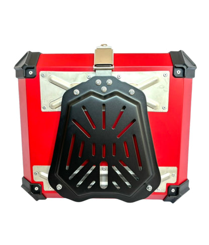 Baúl de Moto GGM 55L Rojo – Aluminio Reforzado, Impermeable, Antirrobos, Acolchado Interior de Lujo