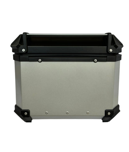 Baúl de Moto GGM 55L Gris – Aluminio Reforzado, Impermeable, Antirrobos, Acolchado Interior de Lujo