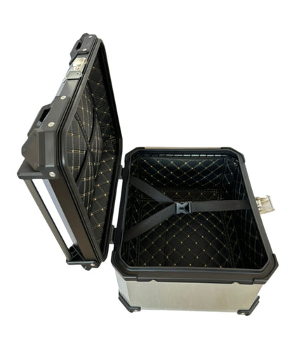 Baúl de Moto GGM 55L Gris – Aluminio Reforzado, Impermeable, Antirrobos, Acolchado Interior de Lujo