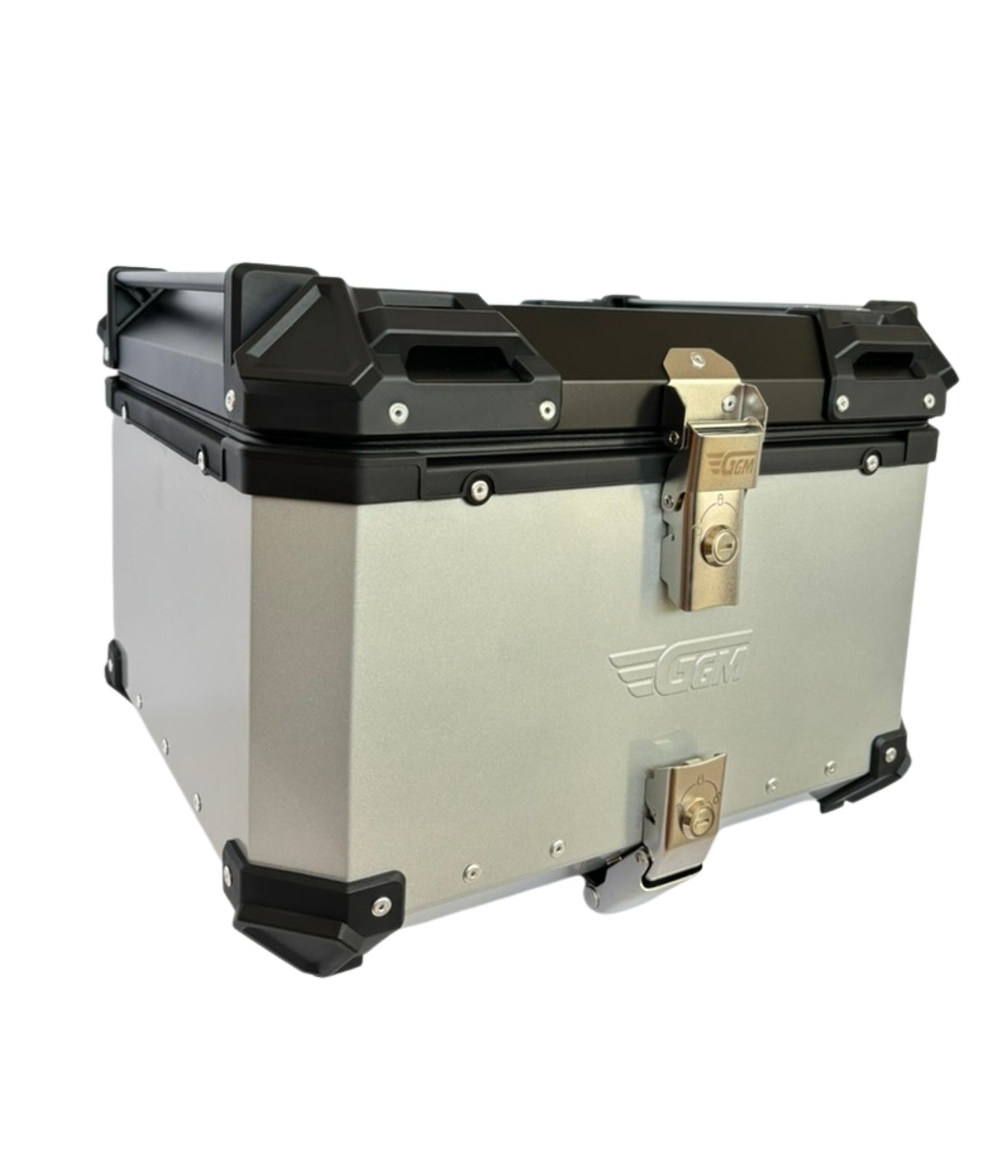 Baúl de Moto GGM 55L Gris – Aluminio Reforzado, Impermeable, Antirrobos, Acolchado Interior de Lujo