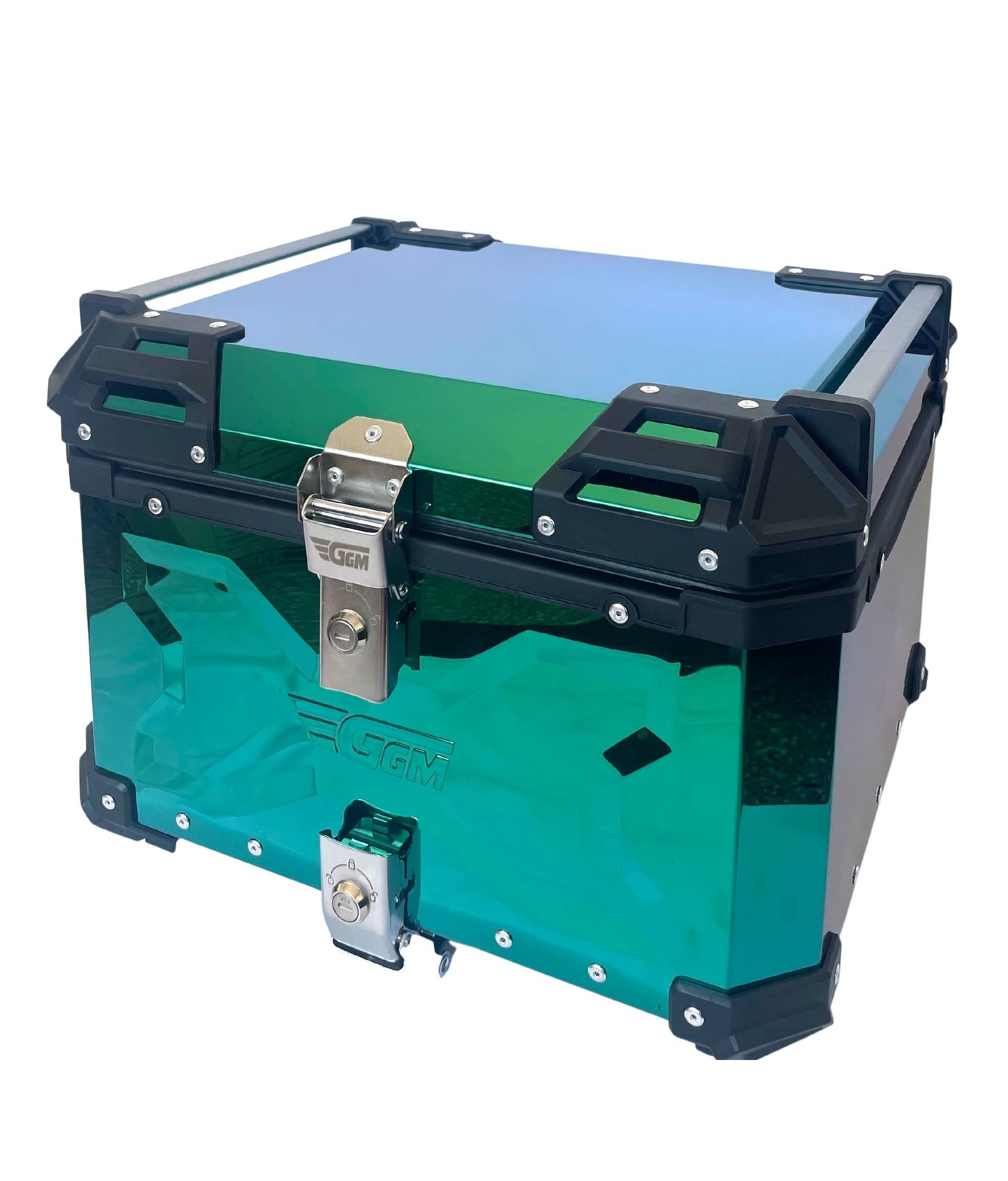 Baúl de Moto GGM 55L Verde – Aluminio Reforzado, Impermeable, Antirrobos, Acolchado Interior de Lujo