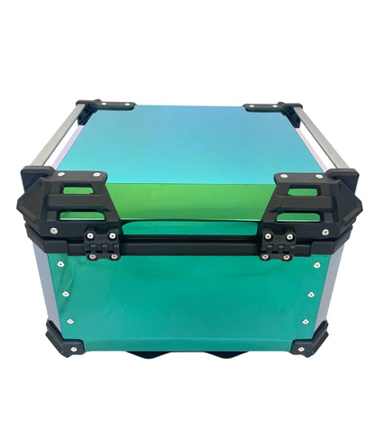 Baúl de Moto GGM 55L Verde – Aluminio Reforzado, Impermeable, Antirrobos, Acolchado Interior de Lujo