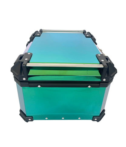 Baúl de Moto GGM 55L Verde – Aluminio Reforzado, Impermeable, Antirrobos, Acolchado Interior de Lujo