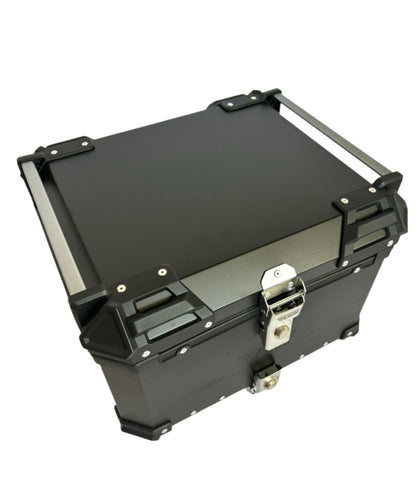 Baúl de Moto GGM 55L Negro – Aluminio Reforzado, Impermeable, Antirrobos, Acolchado Interior de Lujo