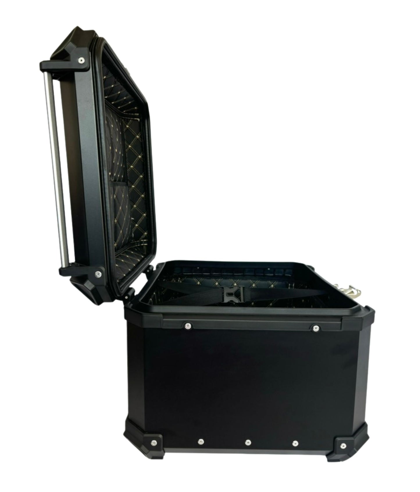 Baúl de Moto GGM 55L Negro – Aluminio Reforzado, Impermeable, Antirrobos, Acolchado Interior de Lujo