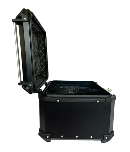 Baúl de Moto GGM 55L Negro – Aluminio Reforzado, Impermeable, Antirrobos, Acolchado Interior de Lujo