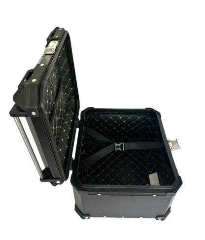 Baúl de Moto GGM 55L Negro – Aluminio Reforzado, Impermeable, Antirrobos, Acolchado Interior de Lujo