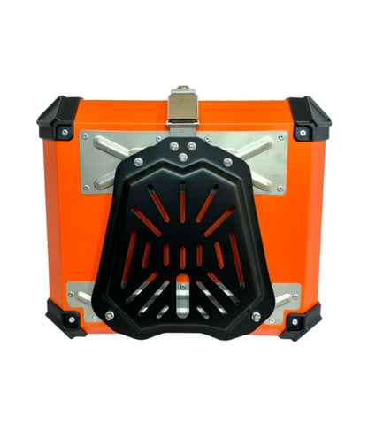Baúl de Moto GGM 55L Naranja – Aluminio Reforzado, Impermeable, Antirrobos, Acolchado Interior de Lujo
