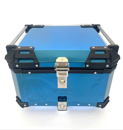 Baúl de Moto GGM 55L Azul – Aluminio Reforzado, Impermeable, Antirrobos, Acolchado Interior de Lujo