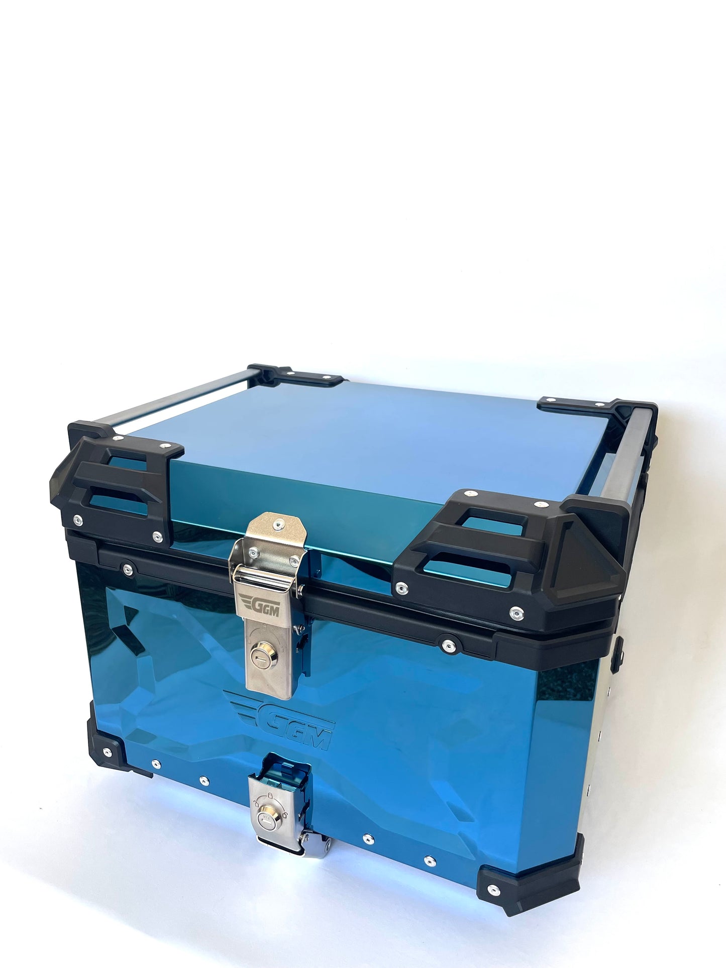 Baúl de Moto GGM 55L Azul – Aluminio Reforzado, Impermeable, Antirrobos, Acolchado Interior de Lujo