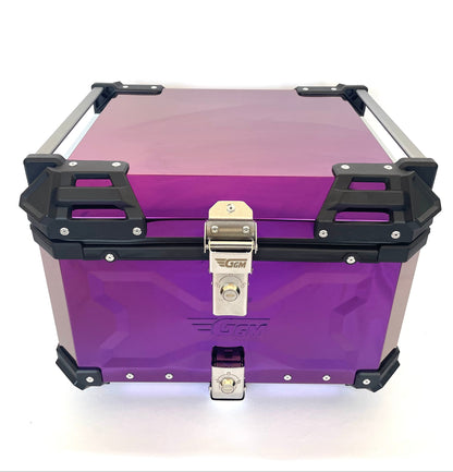 Baúl de Moto GGM 55L Morado – Aluminio Reforzado, Impermeable, Antirrobos, Acolchado Interior de Lujo