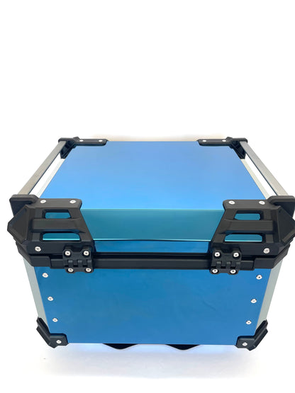 Baúl de Moto GGM 55L Azul – Aluminio Reforzado, Impermeable, Antirrobos, Acolchado Interior de Lujo